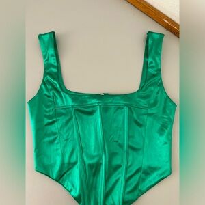 White Fox Green Corset Top